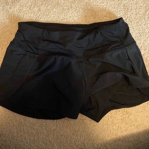 Black Lululemon Speed up shorts, size 2
